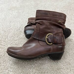 Pikolinos Women’s Brown Leather Ankle Heeled Booties Boots Size 36 US 5.5-6
